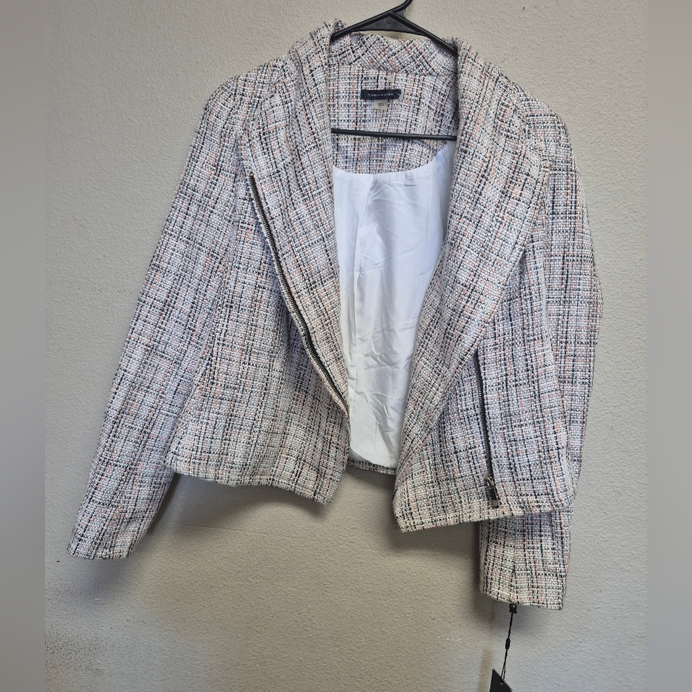 Tommy Hilfiger Women's Tweed Blazer - Cream and Black